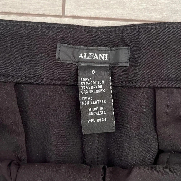 ALFANI Crop Wide Leg Pant Faux Leather Piping, Size 8 - Picture 7 of 8